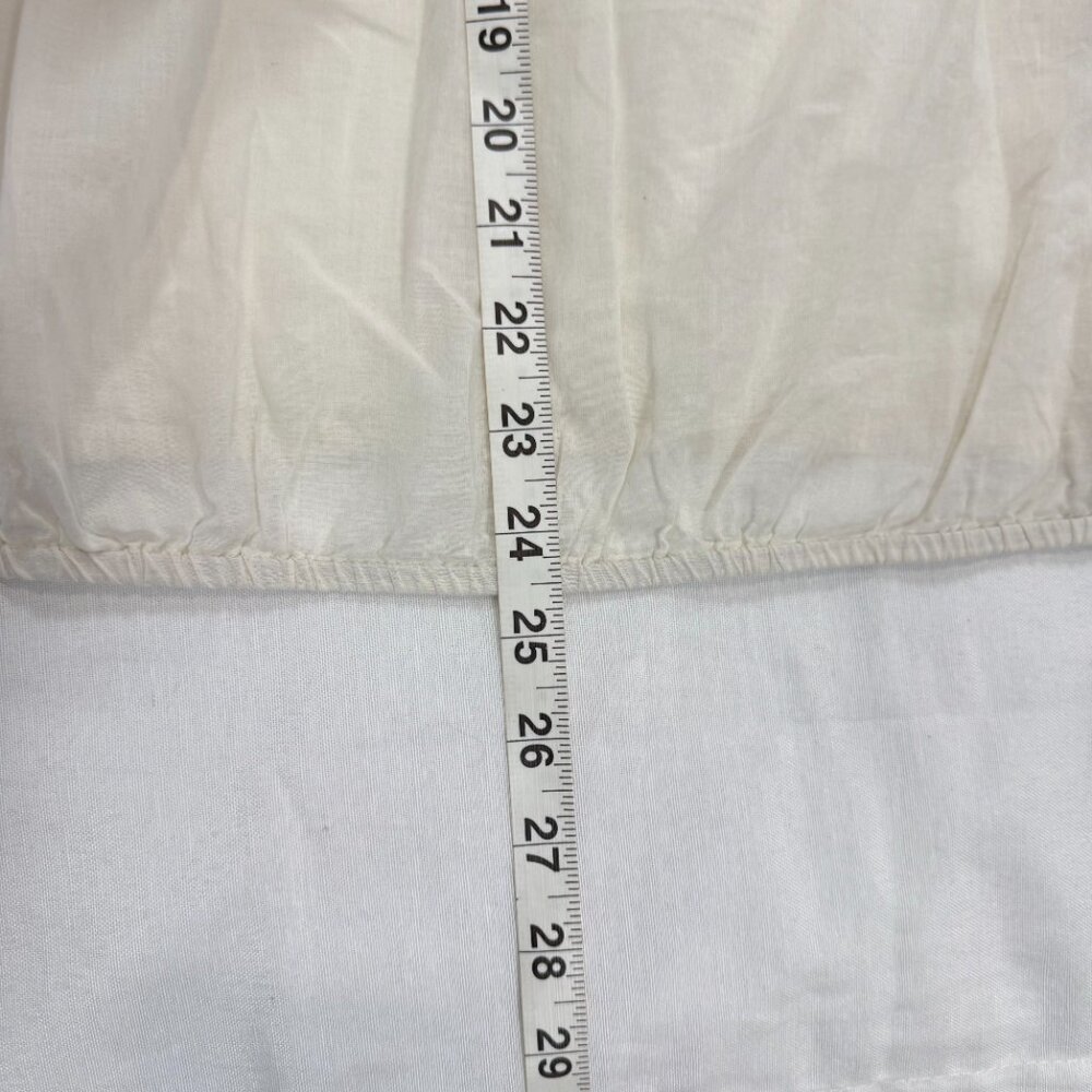 Tory Burch Embroidered Floral Tassel Tie Peasant Blouse Ivory Cotton Size 14 - Picture 5 of 8